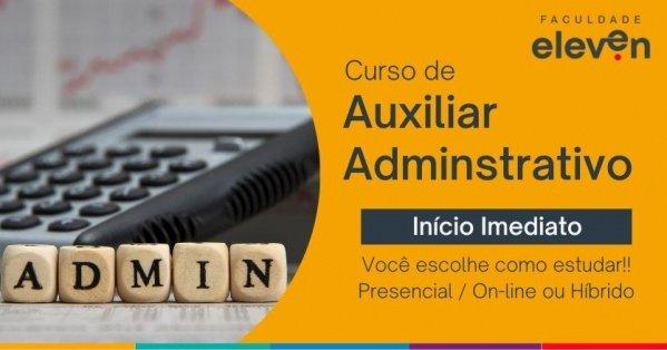 Banner Curso de Auxiliar Administrativo Faculdade Eleven
