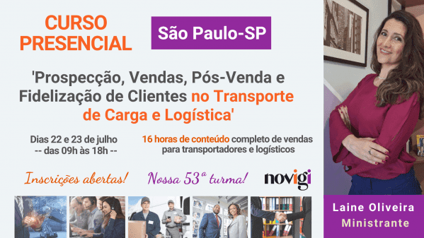 Banner Prospecção, Vendas, Pós-Venda e Fidelização de Clientes no Transporte  de Carga e Logística