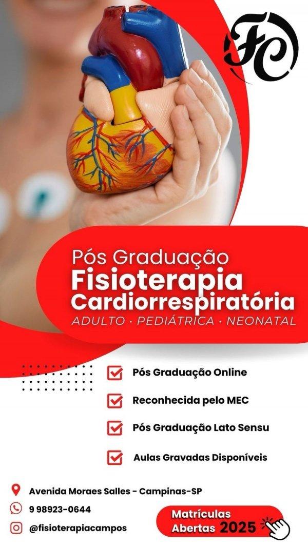 Banner Pós Graduação em Fisioterapia Cardiorrespiratória Adulto, Pediátrica e Neonatal