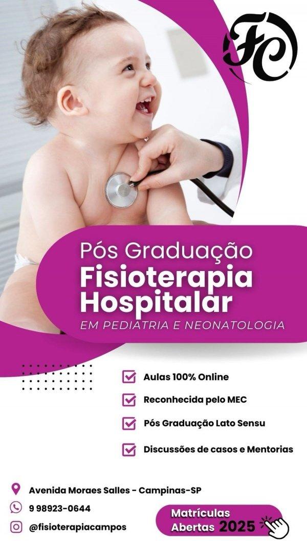 Banner Pós Graduação em Fisioterapia Hospitalar em Pediatria e Neonatologia