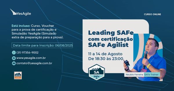 Banner Leading SAFe com certificação SAFe® Agilist (SA) - 100% em Português