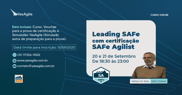 Banner Leading SAFe com certificação SAFe® Agilist (SA) - 100% em Português
