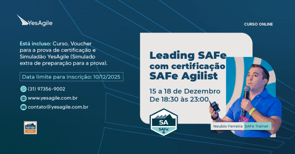 Banner Leading SAFe com certificação SAFe® Agilist (SA) - 100% em Português