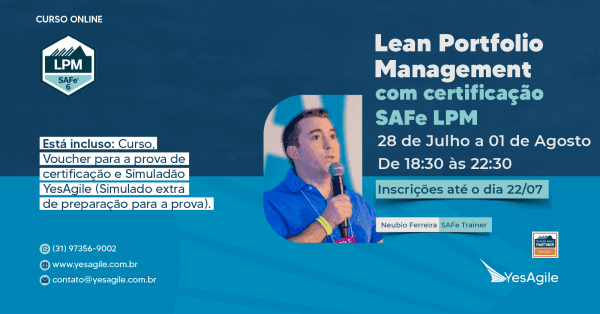 Banner SAFe Lean Portfolio Management com certificação SAFe® LPM - 100% em Português