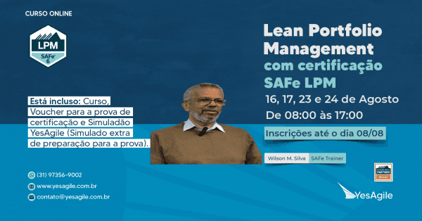 Banner SAFe Lean Portfolio Management com certificação SAFe® LPM - 100% em Português