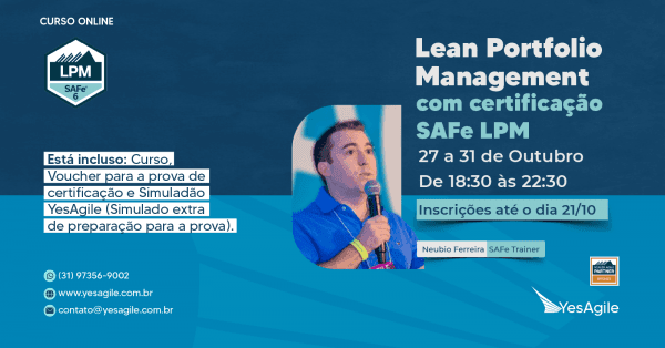 Banner SAFe Lean Portfolio Management com certificação SAFe® LPM - 100% em Português