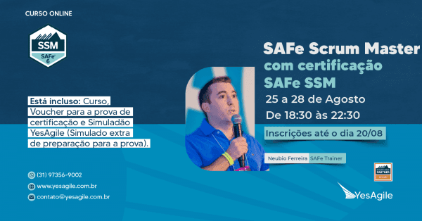 Banner SAFe Scrum Master com certificação SAFe® SSM - 100% em Português