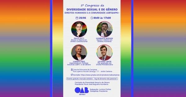 Banner 5º Congresso da Diversidade Sexual e de Gênero - Direitos Humanos e a Comunidade LGBTQIAPN+