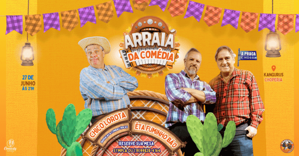Banner ARRAIÁ DA COMÉDIA no Kangurus