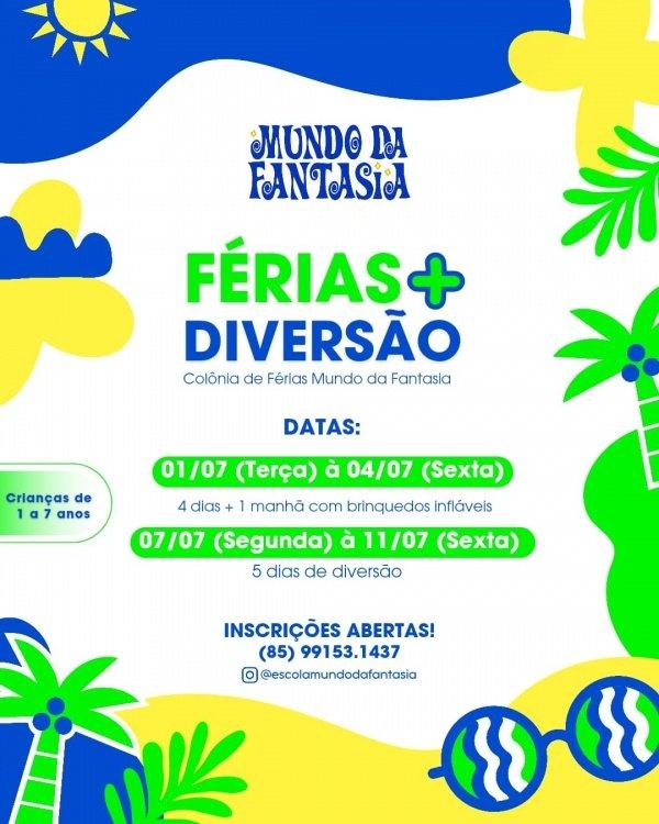 Banner COLÔNIA DE FÉRIAS COM MUITO DIVERSÃO É NO MUNDO DA FANTASIA!!