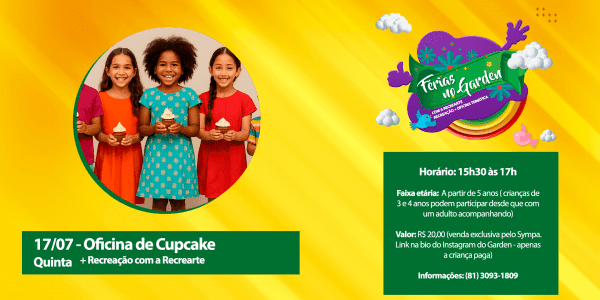 Banner 17/07 (Quinta) - Oficina de Cupcake + brincadeiras com a Recrearte 