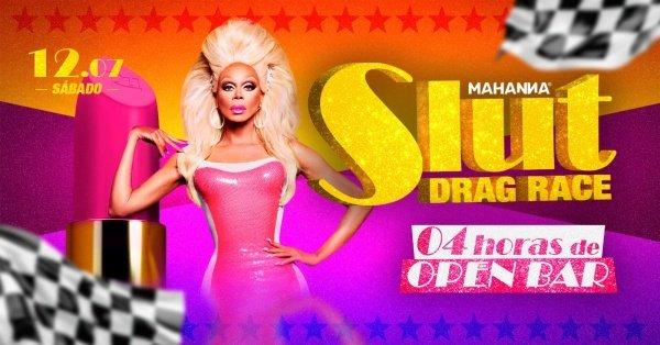 Banner SLUT - DRAG RACE | 4HRS OPEN BAR | TEQUILA PINK | MINI BRIGADEIRO